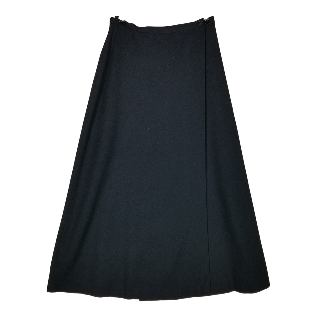 Saks Fifth Avenue Folio Skirt Womens 10 Black Wool A-Line Maxi Made in USA 225S